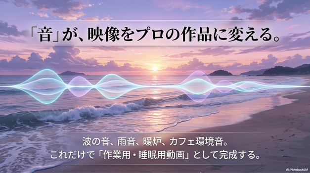 YouTubeの作業用・睡眠用動画としても活用しやすくなります。   最近はAI音楽生成もかなり進化しています。