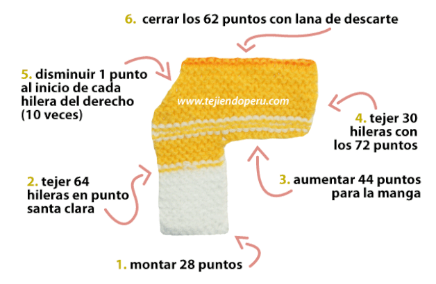 chaqueta para niños tejida en dos agujas o palillos