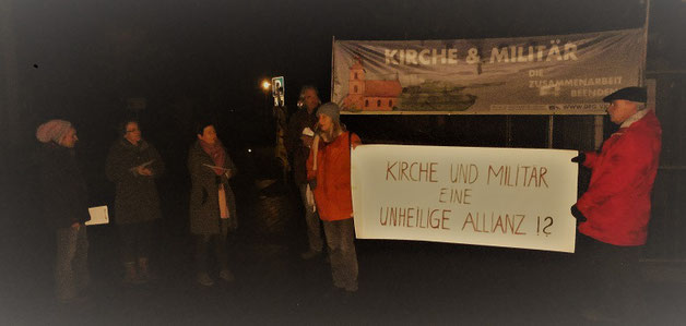 Unser Protest am 11. Dezember 2019 gegen das Militärkonzert in der Kirche Bad Segeberg