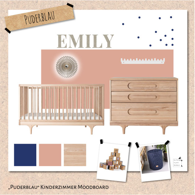 Kinderzimmer Moodboard Puder Rosé Terrakotta Holz