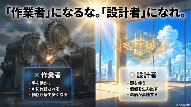これから価値が上がるのは  作る人ではなく 設計する人   です。