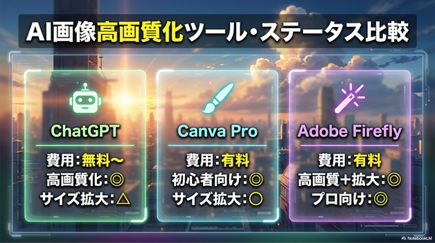 AI画像高画質化ツール比較表