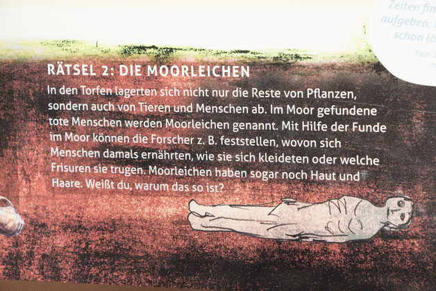 Hiniweistafel auf Moorleichen