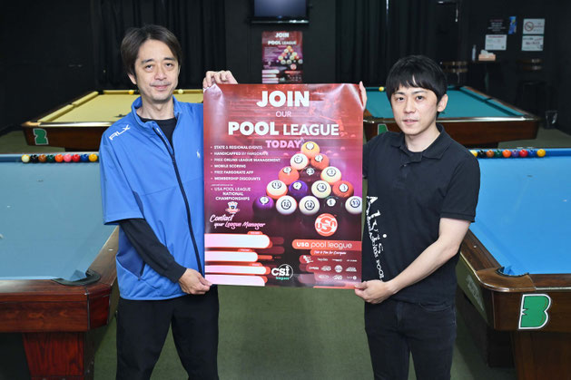 左＝JCLリーグマネージャーの関氏、右＝関氏のアシスタントを務める平田さん（たっくん）