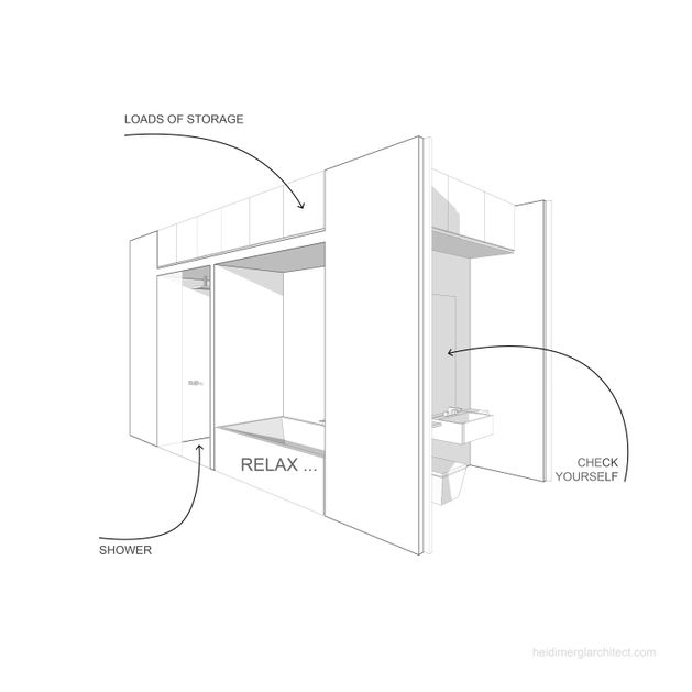 Room Divider Perspective Sketch by Heidi Mergl Architect