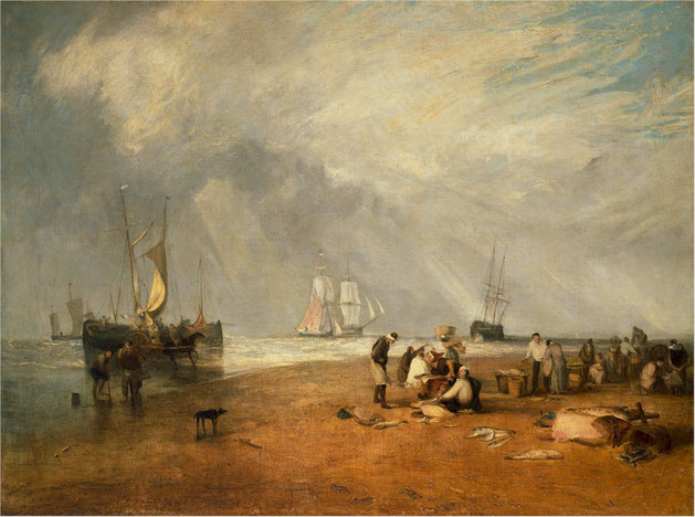 J.M.W. Turner, "Il mercato del pesce a Hastings Beach" (1810)