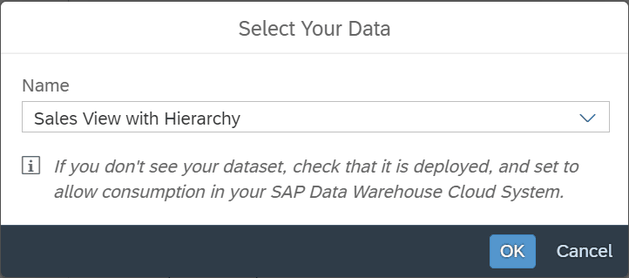 SAP Analytics Cloud Select Dataset