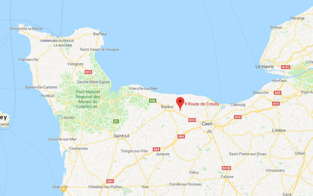 Carte de situation de LA CHARRETTERIE qui nous montre au centre de La Manche et du Calvados