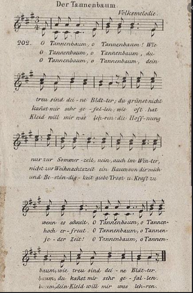 Pas de Noël alsacien sans "O Tannenbaum". La version la plus célèbre est basée sur une musique traditionnelle et un texte de 1824 composé en allemand par Ernst Anschütz, organiste et professeur à Leipzig.