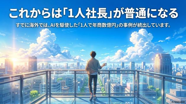 AIを使えばほとんど1人でできます。  実際、海外では  1人企業で年商数億円