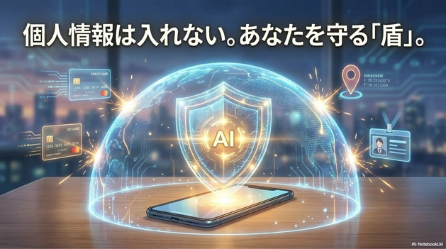 AIとの会話に、  ・住所 ・クレジット情報 ・重要な契約内容  などは入れない方が安心です。