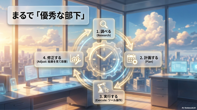 実際にAutoGPTやCrewAI、  LangChainなどのフレームワークを使って複数エージェントを連携させると、  「リサーチ担当」「分析担当」「文章担当」のチームみたいに動いてくれます。