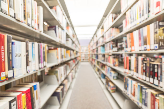 Bibliotheksgang mit Bücherregalen