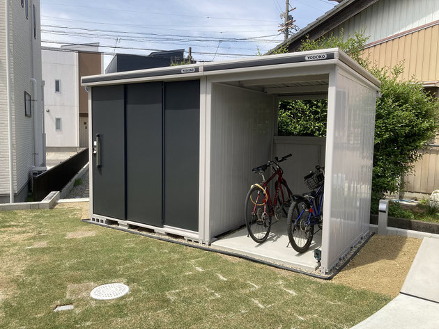 ヨドコウ 物置 自転車も入る - 玄関/屋外収納