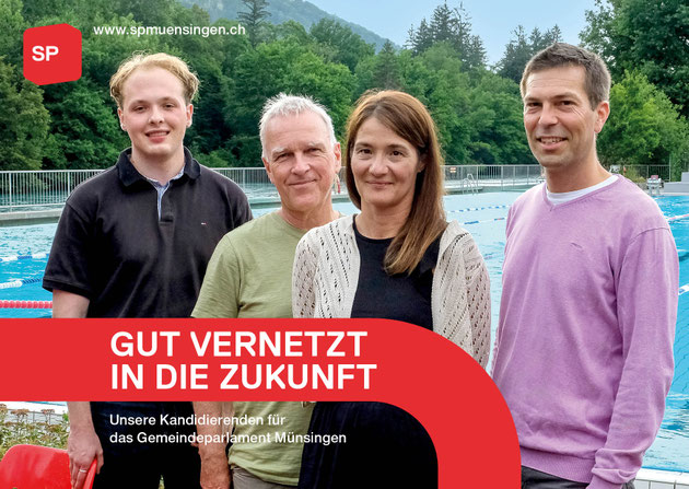 v.l.n.r in der Badi Münsingen: Robert Wüthrich / Ruedi Zurbuchen / Daniela Tironi / Linus Schärer