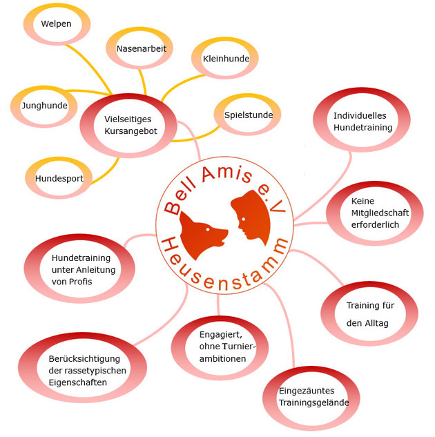Mindmap mit Übersicht des Angebots des Vereins