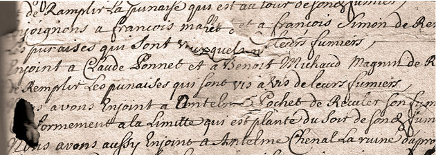 Bornage des chemins de Champdor, 1635. (Archives communales Champdor)
