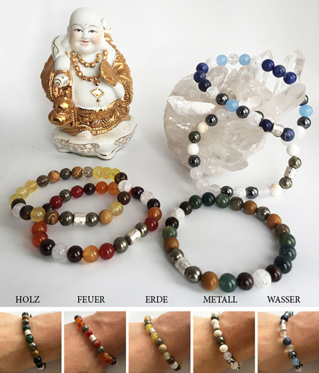 TCM, TCM Schmuck, Elemente, Feuer, Wasser, Holz, Metall, Chinesische Medizin