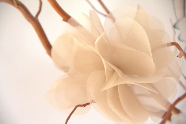 "Angel" Schleiernetz mit Haarblüte in taupe