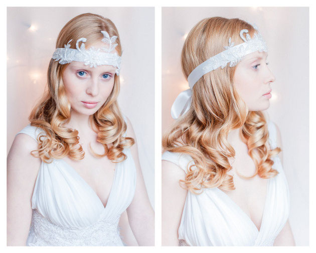 Vintage Haarband mit einer Applikation aus feinster Spitze für die Boho Vintage Hochzeit.