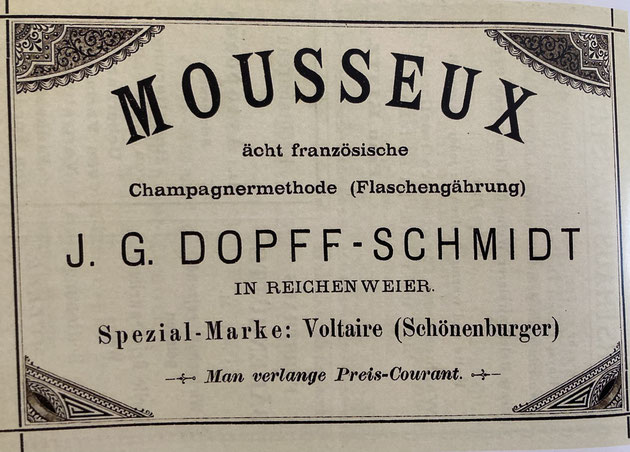 Le "Voltaire Champagne – Grand Vin mousseux de Riquewihr" de J.G DOPFF-SCHMIDT
