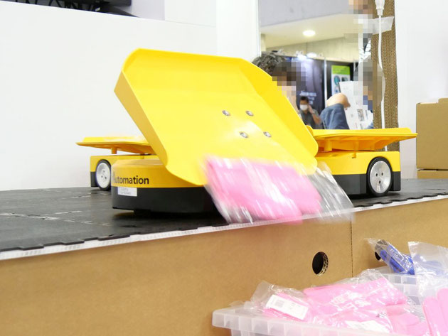 物流ロボットの例（写真は「t-Sort」（+Automation）。国際物流総合展2022にて撮影）