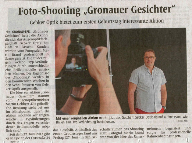 Foto-Shooting "Gronauer Gesichter" bei Gebker Optik in Gronau - Epe