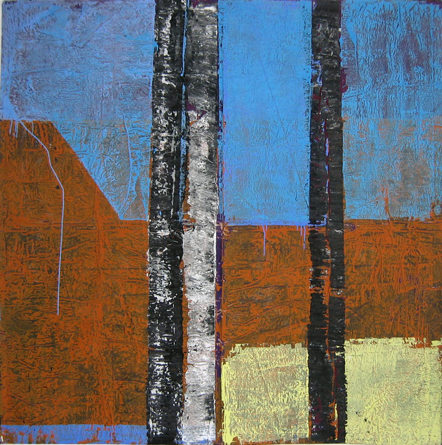 "07-049" - acrylique sur krafts encollés, 200 x 200 cm, 2007