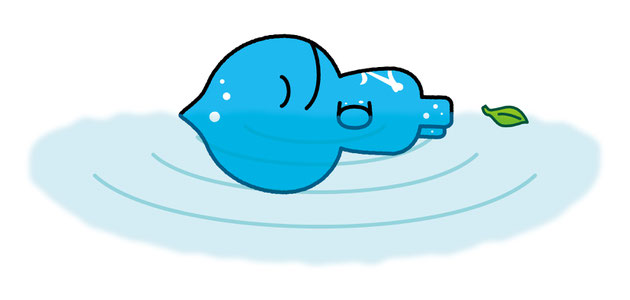 眠っていたミズモイラスト 「清水に浮かぶミズモ（横）」