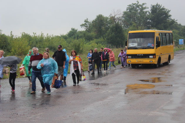 Ukraine, Übergangspunkt, Grenze, Majorsk, Bus