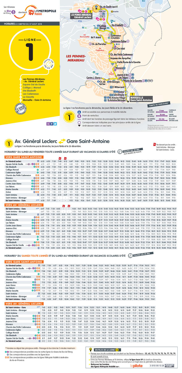 Horaire Bus Ligne 1 Les Pennes Mirabeau