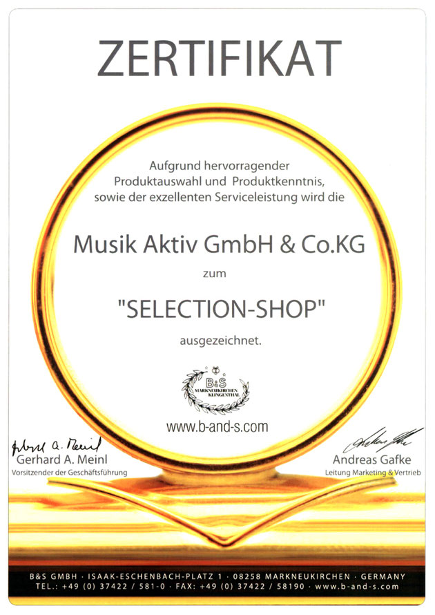 MUSIK AKTIV ist zertifizierter B&S Selection-Shop