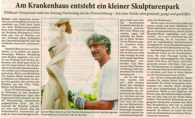 modern#abstrakt#holzskulptur#presse#gunnar mozer#symposium#buchen#landesklinik