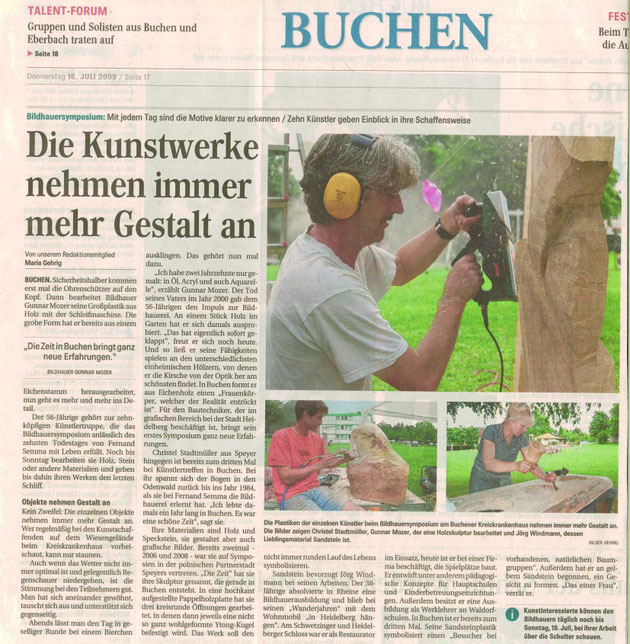 modern#abstrakt#holzskulptur#presse#gunnar mozer#symposium#buchen#landesklinik