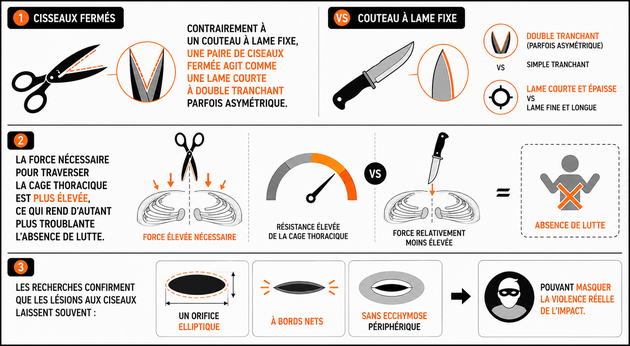Ciseaux vs couteau : comparaison des blessures