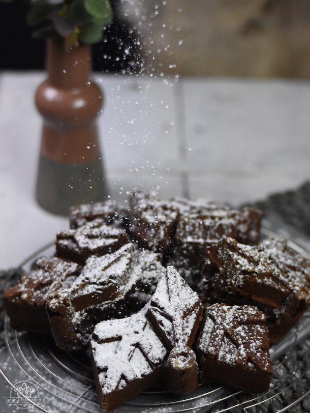 Schneeflocken Schokoladenkuchen