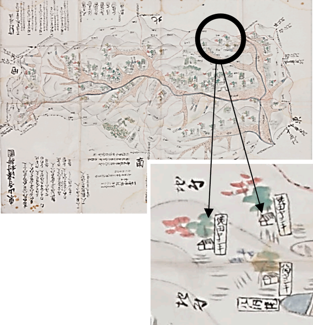 文化14年の寺沢村を描いた絵地図