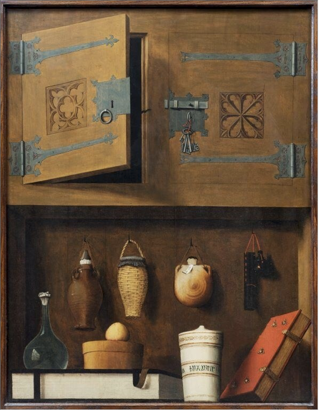 "Nature morte aux bouteilles et aux livres", auteur anonyme vers 1470. Une des toutes premières "Natures Mortes" de la peinture européenne représente des bouteilles et des flacons contenant des "vins-médicaments" à voir au Musée Unterlinden à Colmar