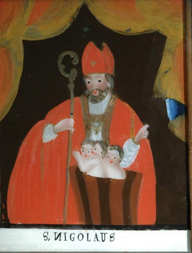 Saint Nicolas sauve 3 enfants - Peinture sous verre - Musée Unterlinden