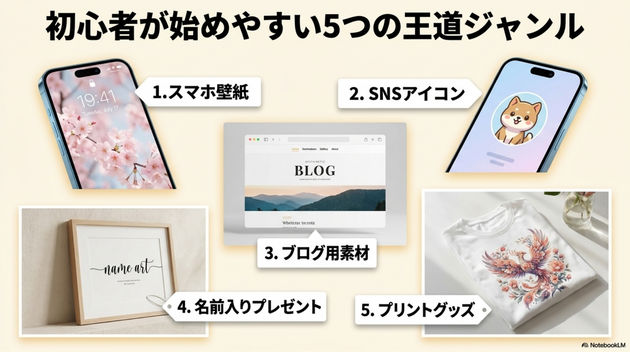 初心者におすすめのAIアート副業ジャンル