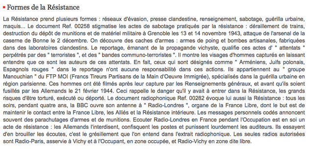 Source : Dossier "Les "années noires" : les Français sous l'occupation allemande (1940-1944)", site Les Jalons de l'histoire (INA), en lighttp://fresques.ina.fr/jalons/parcours/0003/les-annees-noires-les-francais-sous-l-occupation-allemande-1940-1944.html