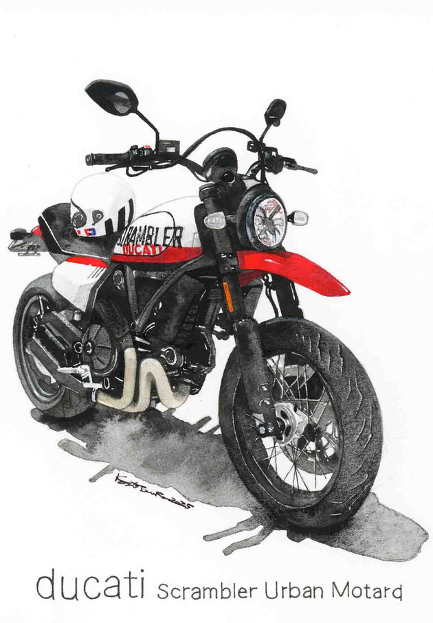 Ducati Scramblerのバイク絵イラスト