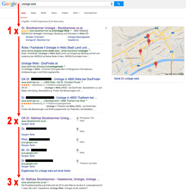 Maxsells Referenz regionale Google Optimierung Dr. Stockhammer Wels