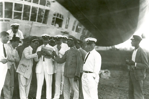 besatzung zeppelin, luftschiff, graf zeppelin, landeplatz recife, campo do jiquiá, landeplatz jiquiá, kapitän max pruss, kapitän hans von schiller, recife, brazil, brasilien