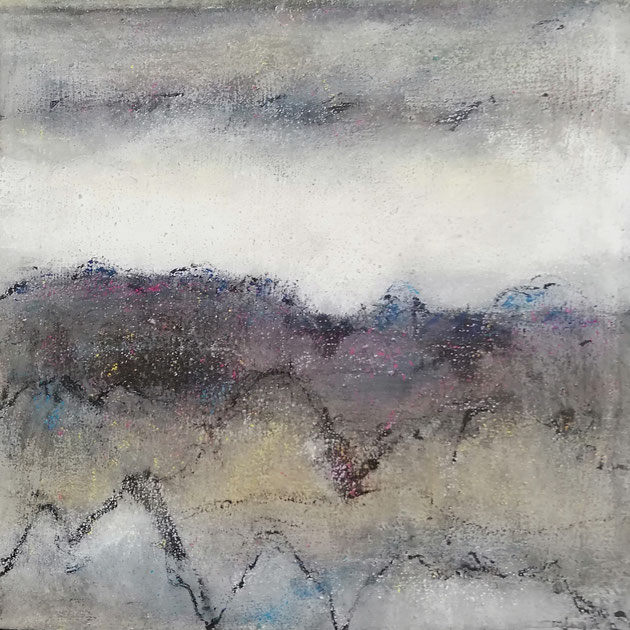 Michael F. Wyss, Landschaft Grau, Acryl, 40x40cm, 2017