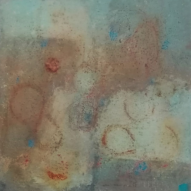 Michael F. Wyss, Rostige Komposition, Acryl, 20x40cm, 2013