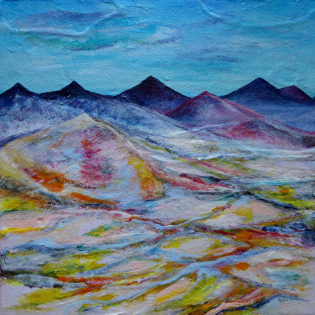 Painted Desert, Acryl und Sand auf Leinwand, 40x40cm