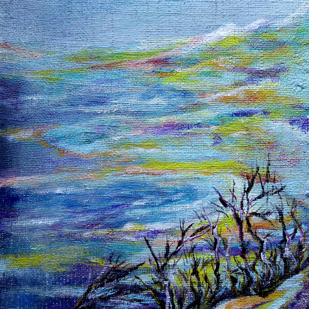 Karge Landschaft, Acryl auf Jute, 50x40 cm