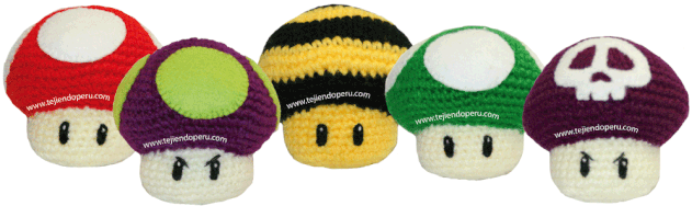 Tutorial: Mario mushrooms tejidos a crochet (amigurumi)