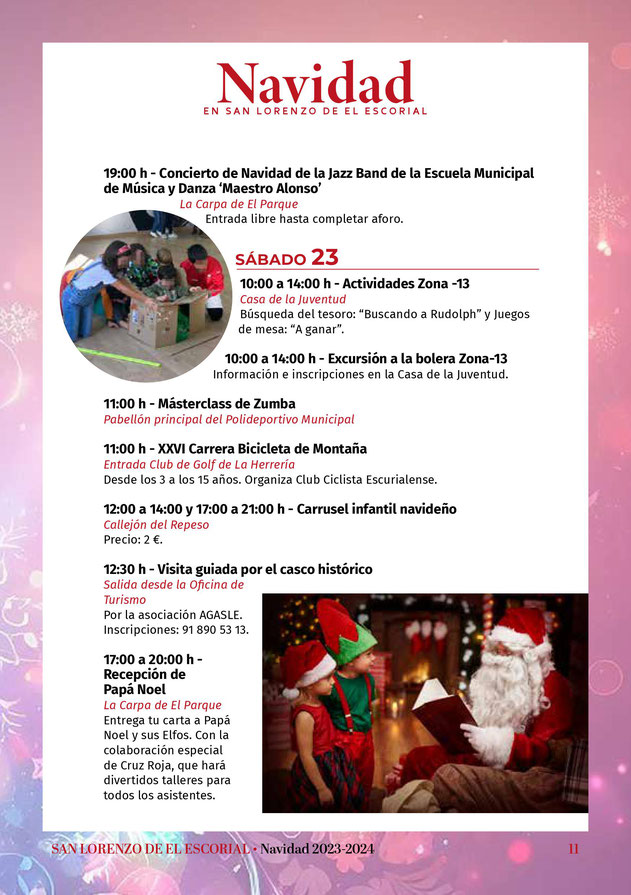 Programa de la Navidad en San Lorenzo de El Escorial